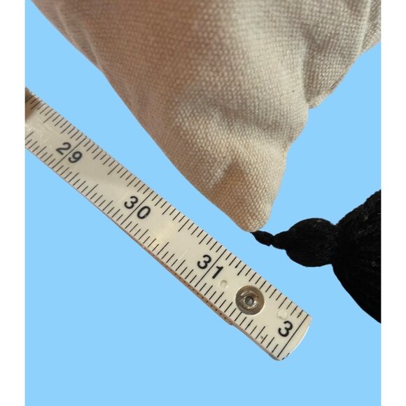 Embroidered Bohemian Deco Pillow Ivory & Black Some Staining See Pics & READ - Picture 4 of 9